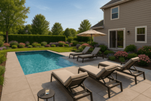 Poolside patio design idea 