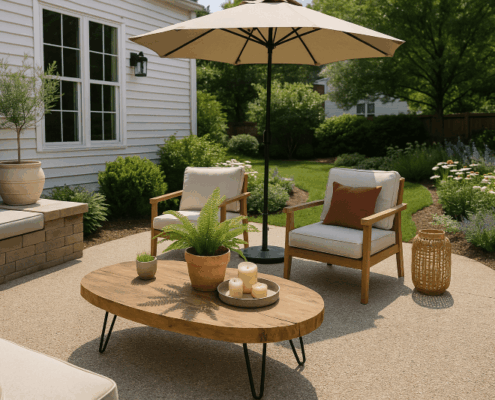 concrete patio designs - aggregate patio for texture