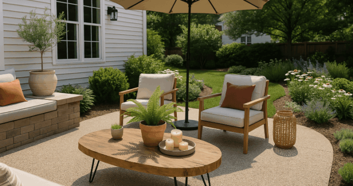 concrete patio designs - aggregate patio for texture